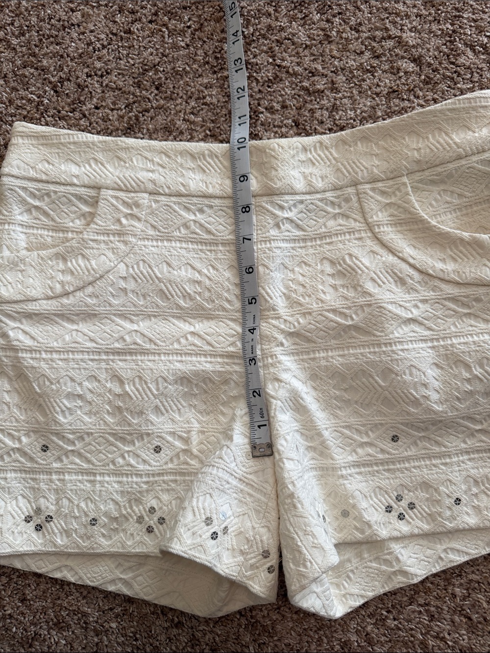 Anthropologie Cream Embroidered High-Waist Shorts - Picture 10 of 11